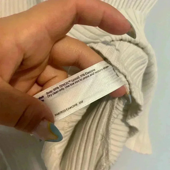 Eileen Fisher Tencel Ribbed Short Sleeve Tunic Top Size Small OFF white - Picture 4 of 5